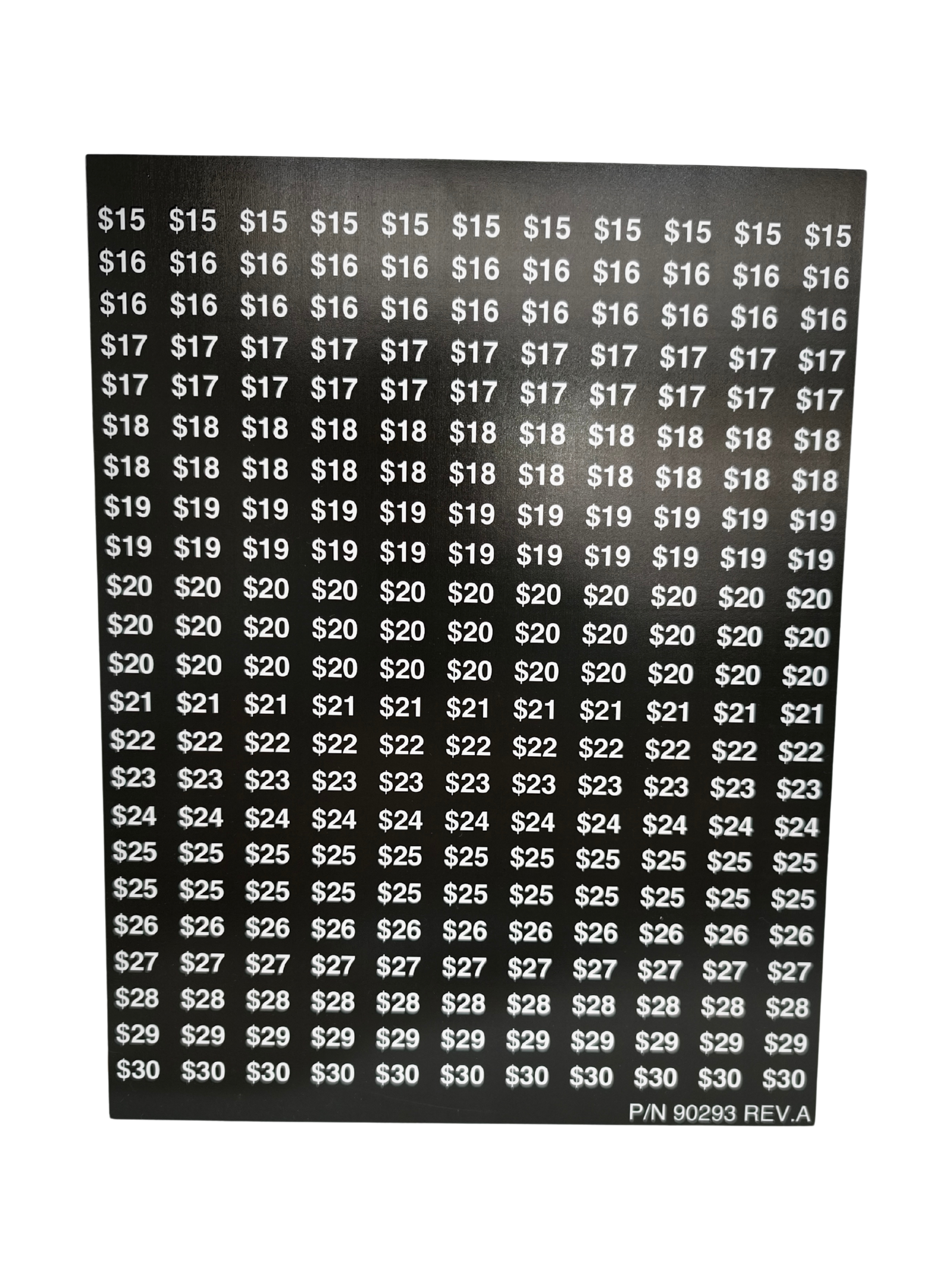 Planilla de Precios para Máquina Expendedora